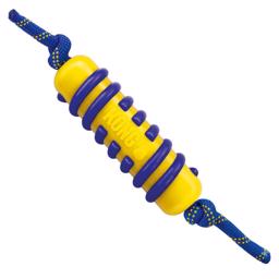 KONG Jaxx Brights Stick med rep i gult och blått